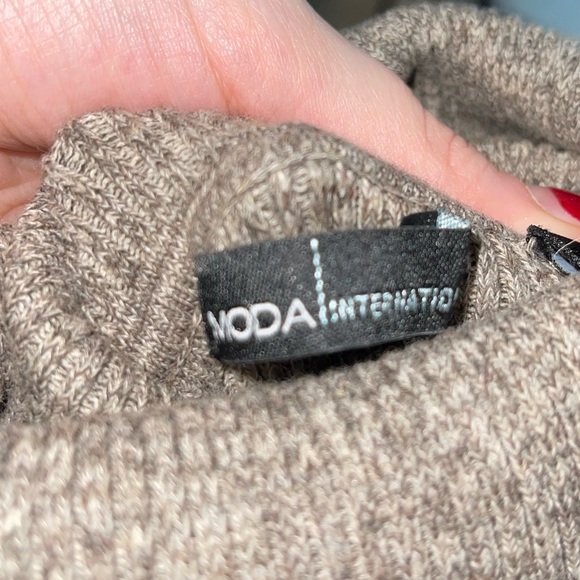 Short Sleeve Turtleneck Marled Tan Sweater Dress - Picture 3 of 3